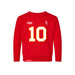 Front angle of the Kolton Kincaid MAS Kansas City Wheelchair Football Amplife Toddler Red Crewneck Sweatshirt against a white background