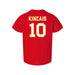 Back angle of the Kolton Kincaid MAS Kansas City Wheelchair Football Amplife Toddler Red T-Shirt against a white background