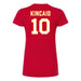 Back angle of the Kolton Kincaid MAS Kansas City Wheelchair Football Amplife Women's Red Slim T-Shirt against a white background