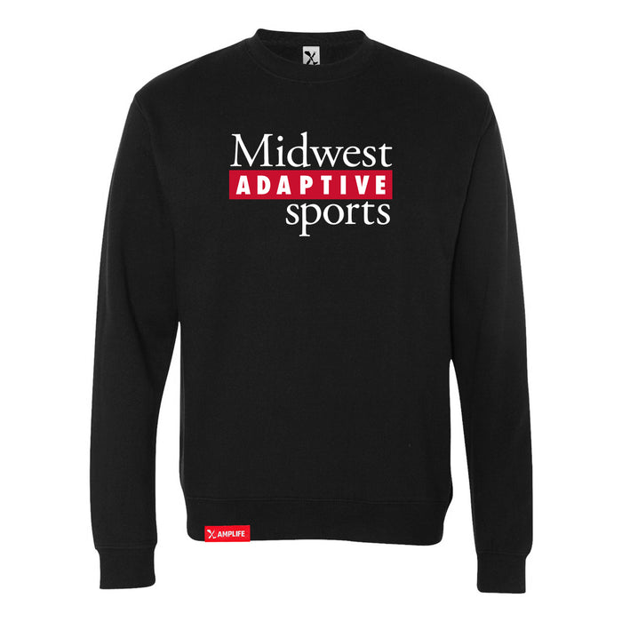 MAS Kansas City Wheelchair Football MAS Logo Black Crewneck Sweatshirt on a white background
