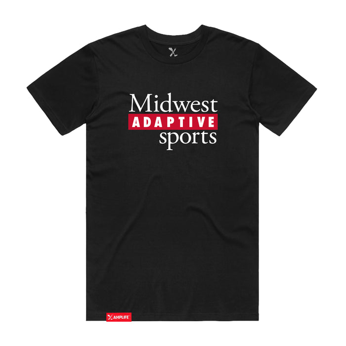 MAS Kansas City Wheelchair Football MAS Logo Black T-Shirt on a white background