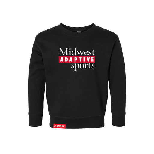 MAS Kansas City Wheelchair Football MAS Logo Toddler Black Crewneck Sweatshirt on a white background