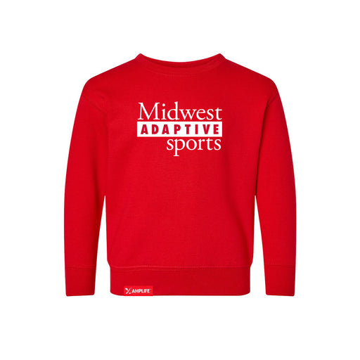 MAS Kansas City Wheelchair Football MAS Logo Toddler Red Crewneck Sweatshirt on a white background