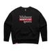 MAS Kansas City Wheelchair Football MAS Logo Women's Black Modern Crewneck Sweatshirt on a white background