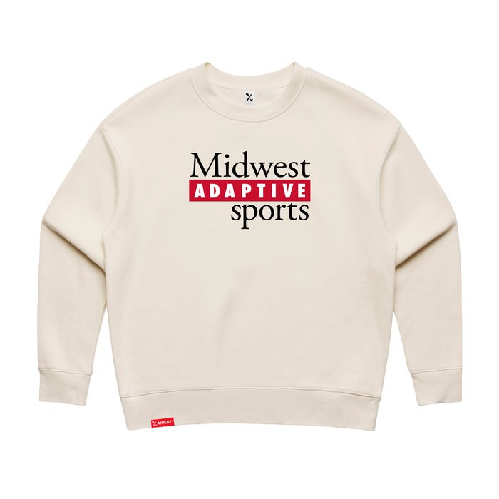 MAS Kansas City Wheelchair Football MAS Logo Women's Ecru Modern Crewneck Sweatshirt on a white background