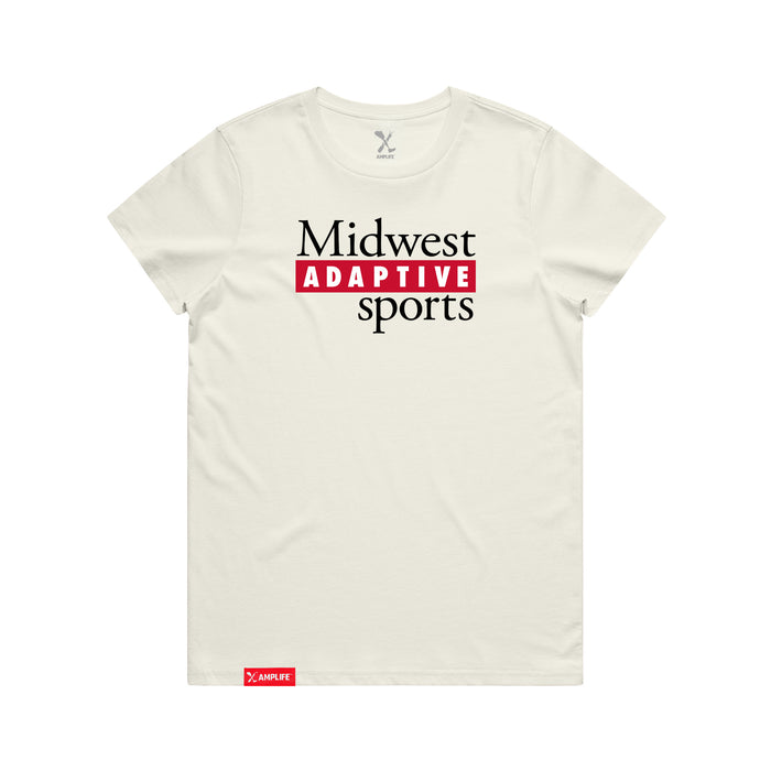 MAS Kansas City Wheelchair Football MAS Logo Women's Ecru T-Shirt on a white background
