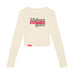 MAS Kansas City Wheelchair Football MAS Logo Women's Natural Crop Long Sleeve T-Shirt on a white background
