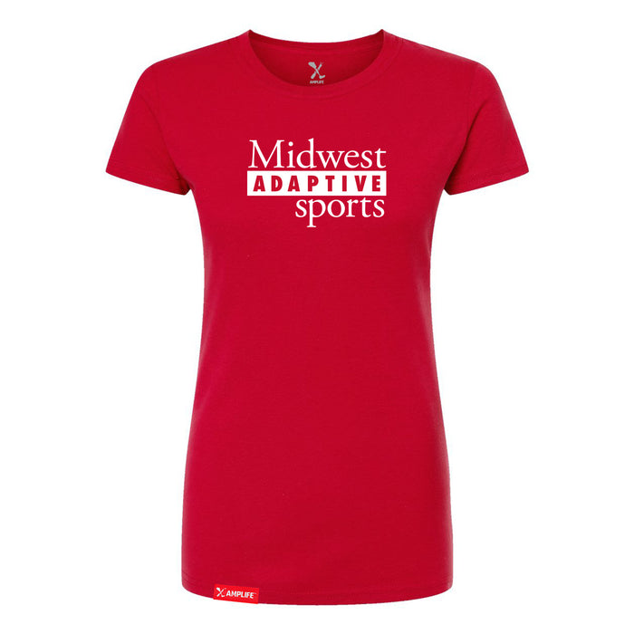 MAS Kansas City Wheelchair Football MAS Logo Women's Red Slim T-Shirt on a white background