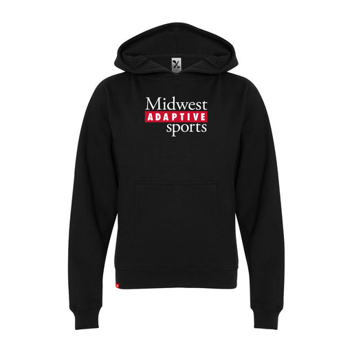 MAS Kansas City Wheelchair Football MAS Logo Youth Black Hoodie on a white background