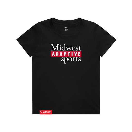 MAS Kansas City Wheelchair Football MAS Logo Youth Black T-Shirt on a white background