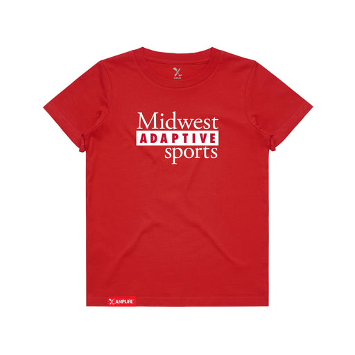 MAS Kansas City Wheelchair Football MAS Logo Youth Red T-Shirt on a white background