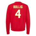 Back angle of the Matt Bollig MAS Kansas City Wheelchair Football Amplife Red Crewneck Sweatshirt against a white background