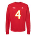 Front angle of the Matt Bollig MAS Kansas City Wheelchair Football Amplife Red Crewneck Sweatshirt against a white background