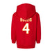 Back angle of the Matt Bollig MAS Kansas City Wheelchair Football Amplife Toddler Red Hoodie against a white background