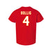 Back angle of the Matt Bollig MAS Kansas City Wheelchair Football Amplife Toddler Red T-Shirt against a white background