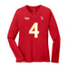 Front angle of the Matt Bollig MAS Kansas City Wheelchair Football Amplife Women's Red Long Sleeve T-Shirt against a white background