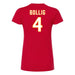 Back angle of the Matt Bollig MAS Kansas City Wheelchair Football Amplife Women's Red Slim T-Shirt against a white background
