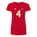 Front angle of the Matt Bollig MAS Kansas City Wheelchair Football Amplife Women's Red Slim T-Shirt against a white background