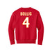 Back angle of the Matt Bollig MAS Kansas City Wheelchair Football Amplife Youth Red Crewneck Sweatshirt against a white background