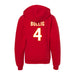 Back angle of the Matt Bollig MAS Kansas City Wheelchair Football Amplife Youth Red Hoodie against a white background