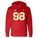 Front angle of the Matthew Scholten MAS Kansas City Wheelchair Football Amplife Red Hoodie against a white background
