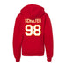 Back angle of the Matthew Scholten MAS Kansas City Wheelchair Football Amplife Youth Red Hoodie against a white background