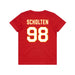 Back angle of the Matthew Scholten MAS Kansas City Wheelchair Football Amplife Youth Red T-Shirt against a white background
