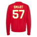 Back angle of the Michael Smart MAS Kansas City Wheelchair Football Amplife Red Crewneck Sweatshirt against a white background