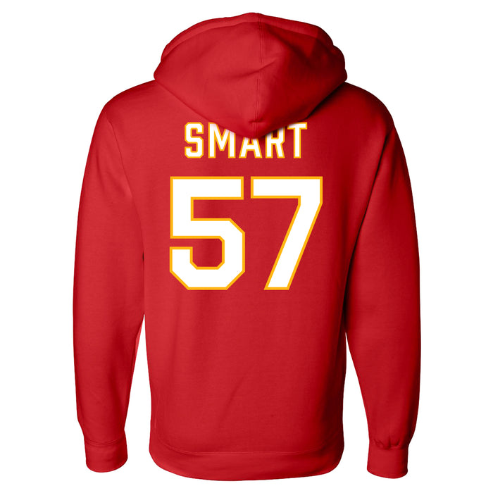 Back angle of the Michael Smart MAS Kansas City Wheelchair Football Amplife Red Hoodie against a white background