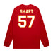 Back angle of the Michael Smart MAS Kansas City Wheelchair Football Amplife Red Long Sleeve T-Shirt against a white background
