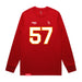Front angle of the Michael Smart MAS Kansas City Wheelchair Football Amplife Red Long Sleeve T-Shirt against a white background