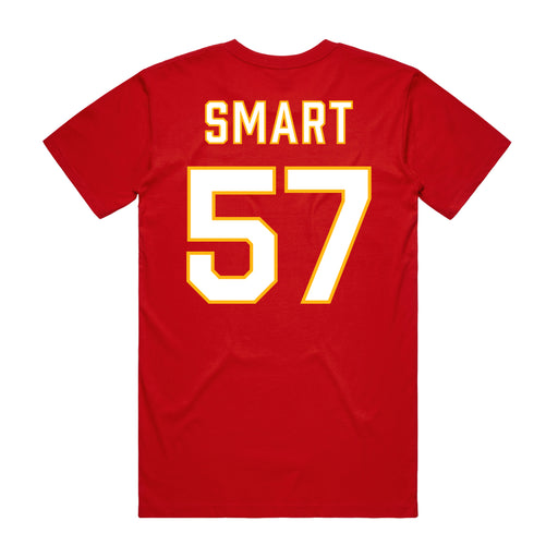 Back angle of the Michael Smart MAS Kansas City Wheelchair Football Amplife Red T-Shirt against a white background