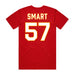 Back angle of the Michael Smart MAS Kansas City Wheelchair Football Amplife Red T-Shirt against a white background