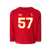 Front angle of the Michael Smart MAS Kansas City Wheelchair Football Amplife Toddler Red Long Sleeve T-Shirt against a white background