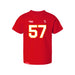 Front angle of the Michael Smart MAS Kansas City Wheelchair Football Amplife Toddler Red T-Shirt against a white background