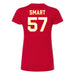 Back angle of the Michael Smart MAS Kansas City Wheelchair Football Amplife Women's Red Slim T-Shirt against a white background