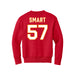 Back angle of the Michael Smart MAS Kansas City Wheelchair Football Amplife Youth Red Crewneck Sweatshirt against a white background