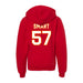 Back angle of the Michael Smart MAS Kansas City Wheelchair Football Amplife Youth Red Hoodie against a white background