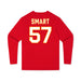 Back angle of the Michael Smart MAS Kansas City Wheelchair Football Amplife Youth Red Long Sleeve T-Shirt against a white background