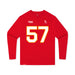 Front angle of the Michael Smart MAS Kansas City Wheelchair Football Amplife Youth Red Long Sleeve T-Shirt against a white background