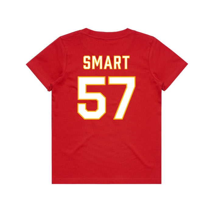 Back angle of the Michael Smart MAS Kansas City Wheelchair Football Amplife Youth Red T-Shirt against a white background
