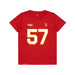 Front angle of the Michael Smart MAS Kansas City Wheelchair Football Amplife Youth Red T-Shirt against a white background