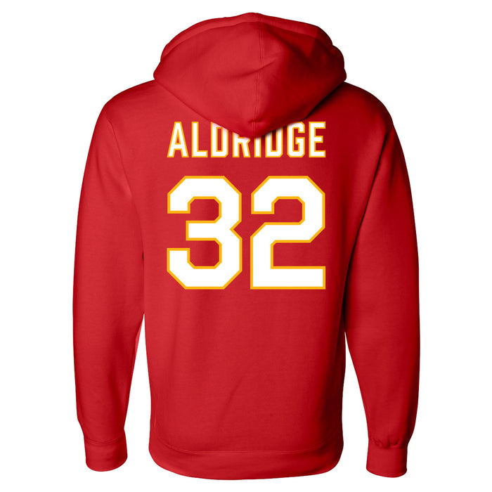 Back angle of the Mike Aldridge MAS Kansas City Wheelchair Football Amplife Red Hoodie against a white background