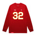Front angle of the Mike Aldridge MAS Kansas City Wheelchair Football Amplife Red Long Sleeve T-Shirt against a white background