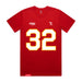 Front angle of the Mike Aldridge MAS Kansas City Wheelchair Football Amplife Red T-Shirt against a white background