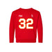 Front angle of the Mike Aldridge MAS Kansas City Wheelchair Football Amplife Toddler Red Crewneck Sweatshirt against a white background