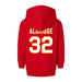 Back angle of the Mike Aldridge MAS Kansas City Wheelchair Football Amplife Toddler Red Hoodie against a white background