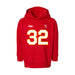 Front angle of the Mike Aldridge MAS Kansas City Wheelchair Football Amplife Toddler Red Hoodie against a white background