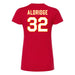 Back angle of the Mike Aldridge MAS Kansas City Wheelchair Football Amplife Women's Red Slim T-Shirt against a white background