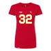 Front angle of the Mike Aldridge MAS Kansas City Wheelchair Football Amplife Women's Red Slim T-Shirt against a white background